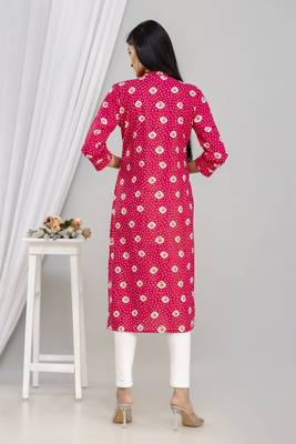 Pink printed rayon kurta 2