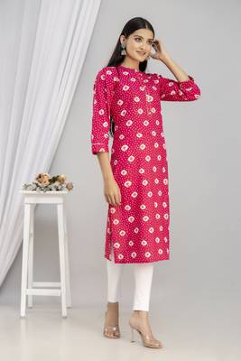 Pink printed rayon kurta 3