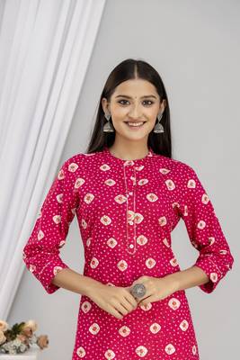 Pink printed rayon kurta 4