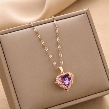 Wynona diamond heart pendant chain necklace 1