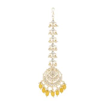 traditional kundan & pearl handcrafted maang tikka  2