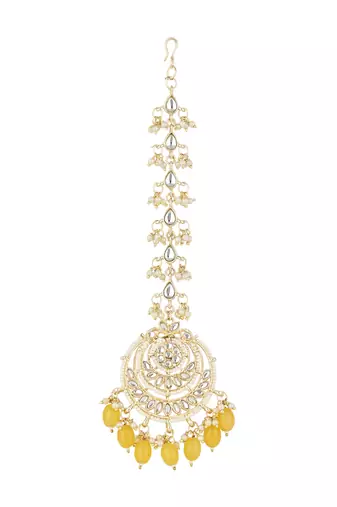 traditional kundan & pearl handcrafted maang tikka 
