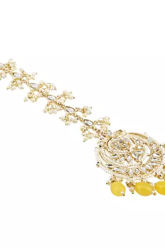 traditional kundan & pearl handcrafted maang tikka 