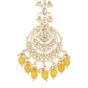 traditional kundan & pearl handcrafted maang tikka  4