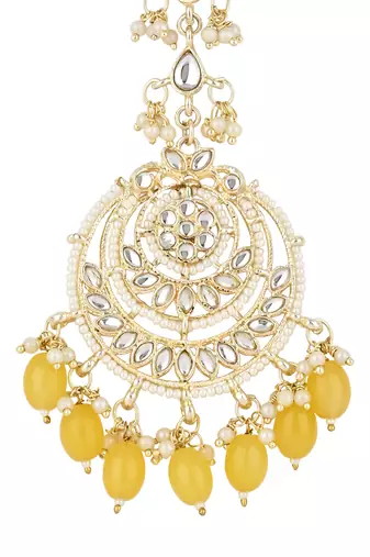 traditional kundan & pearl handcrafted maang tikka 