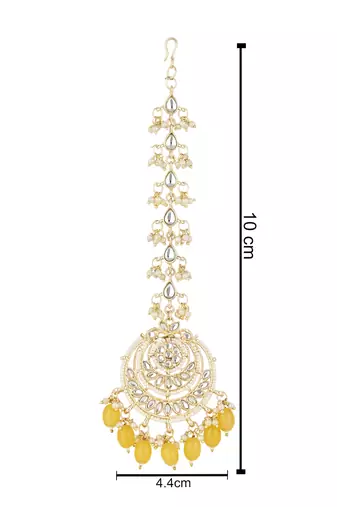 traditional kundan & pearl handcrafted maang tikka 