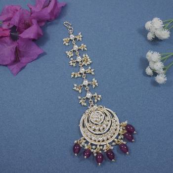 traditional kundan & pearl handcrafted maang tikka  1