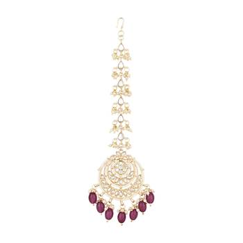 traditional kundan & pearl handcrafted maang tikka  2