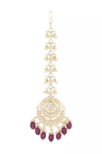 traditional kundan & pearl handcrafted maang tikka 