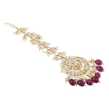 traditional kundan & pearl handcrafted maang tikka  3