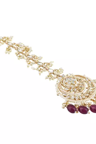 traditional kundan & pearl handcrafted maang tikka 