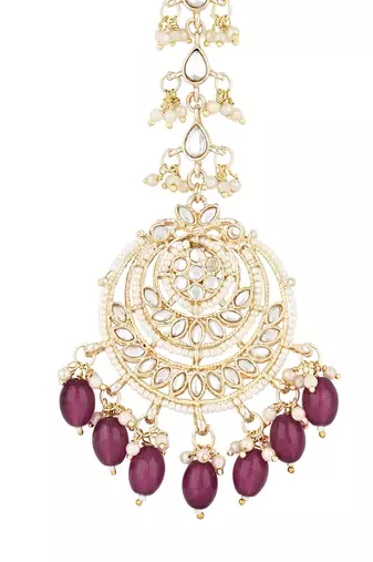 traditional kundan & pearl handcrafted maang tikka 