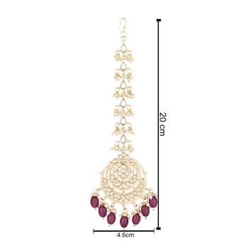traditional kundan & pearl handcrafted maang tikka  5