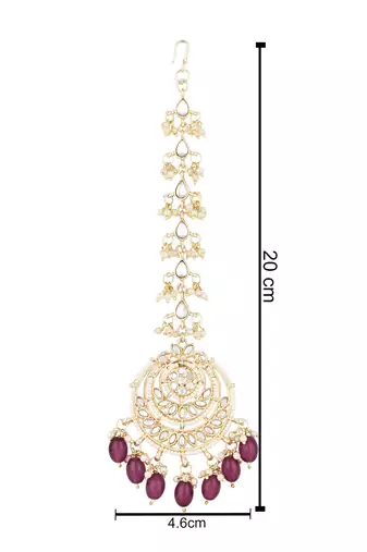 traditional kundan & pearl handcrafted maang tikka 