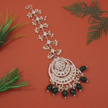 traditional kundan & pearl handcrafted maang tikka  1