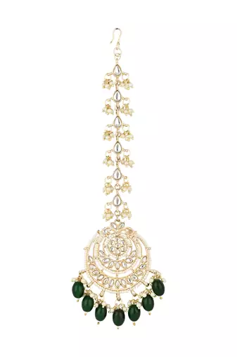 traditional kundan & pearl handcrafted maang tikka 