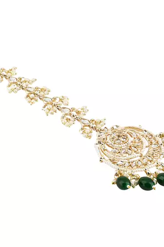 traditional kundan & pearl handcrafted maang tikka 