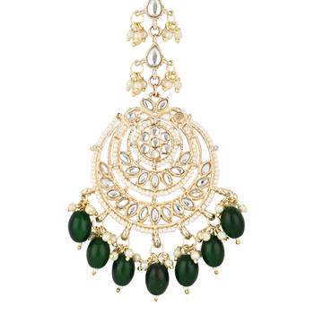 traditional kundan & pearl handcrafted maang tikka  4