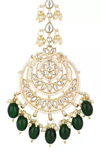 traditional kundan & pearl handcrafted maang tikka 