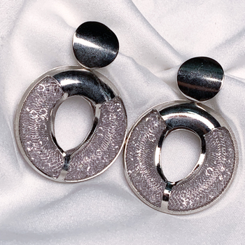latest fashion stylish silver plated round shape chunky dangle earrings for women 1