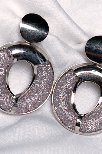 latest fashion stylish silver plated round shape chunky dangle earrings for women