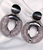 latest fashion stylish silver plated round shape chunky dangle earrings for women