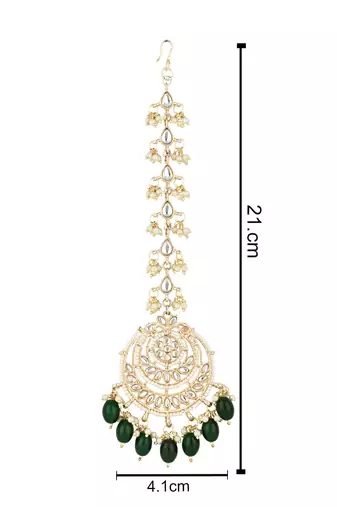 traditional kundan & pearl handcrafted maang tikka 