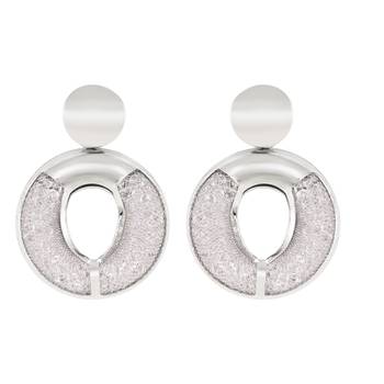latest fashion stylish silver plated round shape chunky dangle earrings for women 2