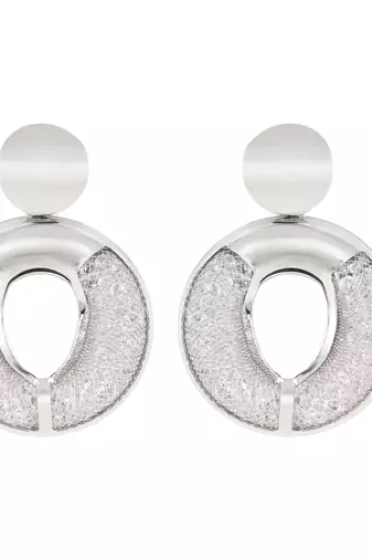 latest fashion stylish silver plated round shape chunky dangle earrings for women