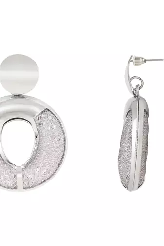 latest fashion stylish silver plated round shape chunky dangle earrings for women