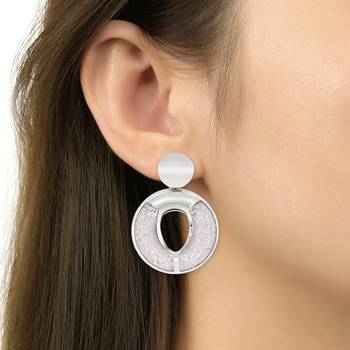 latest fashion stylish silver plated round shape chunky dangle earrings for women 5