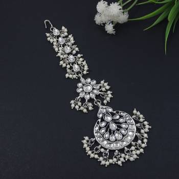 ethnic silver oxidised maang tikka for women and girls  1