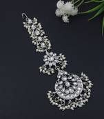ethnic silver oxidised maang tikka for women and girls