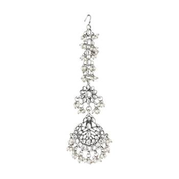 ethnic silver oxidised maang tikka for women and girls  2