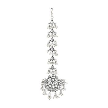 ethnic silver oxidised maang tikka for women and girls  2