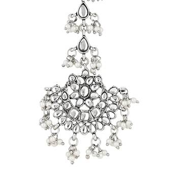 ethnic silver oxidised maang tikka for women and girls  3