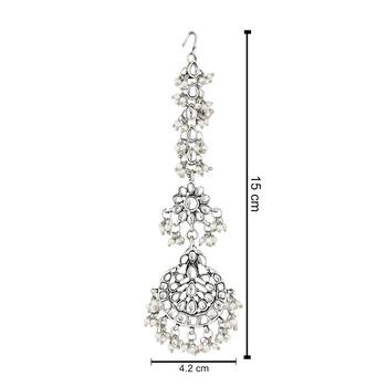 ethnic silver oxidised maang tikka for women and girls  5