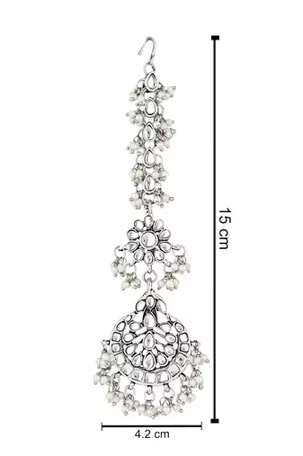 ethnic silver oxidised maang tikka for women and girls 