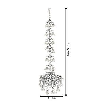 ethnic silver oxidised maang tikka for women and girls  5