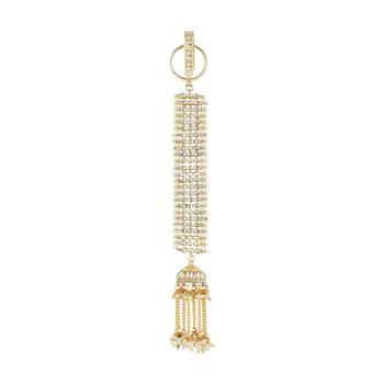 traditional kundan & pearl chabi challa/challa waist key chain for women  2