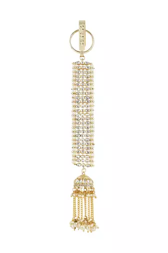 traditional kundan & pearl chabi challa/challa waist key chain for women 