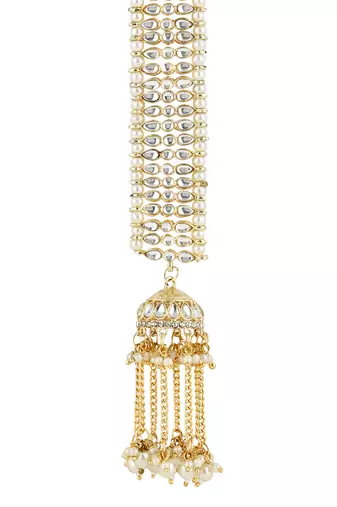 traditional kundan & pearl chabi challa/challa waist key chain for women 