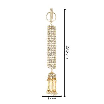 traditional kundan & pearl chabi challa/challa waist key chain for women  4
