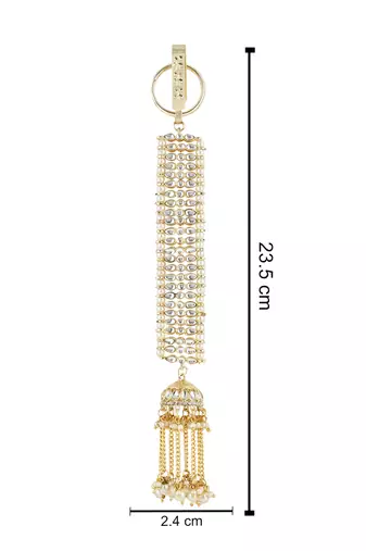 traditional kundan & pearl chabi challa/challa waist key chain for women 