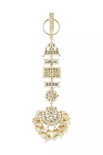 traditional kundan & pearl chabi challa/challa waist key chain for women 