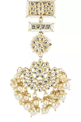 traditional kundan & pearl chabi challa/challa waist key chain for women 
