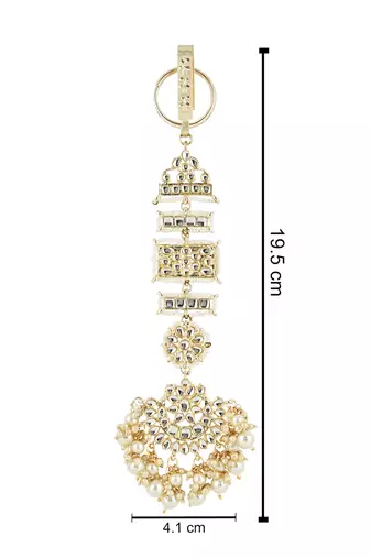 traditional kundan & pearl chabi challa/challa waist key chain for women 