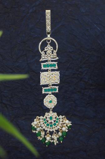 traditional kundan & pearl chabi challa/challa waist key chain for women 