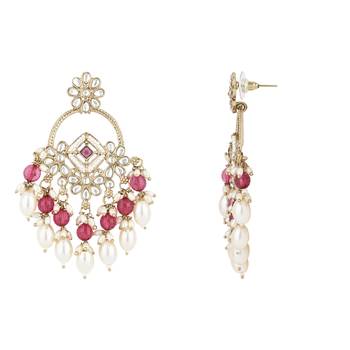 traditional kundan pearl chandbali dangle earrings  2