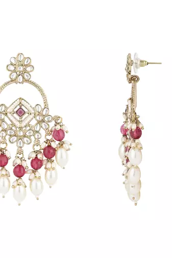 traditional kundan pearl chandbali dangle earrings 